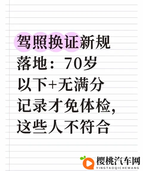 驾照换证新规落地:70岁以下+无满分记录才免体检,这些人不符合-1