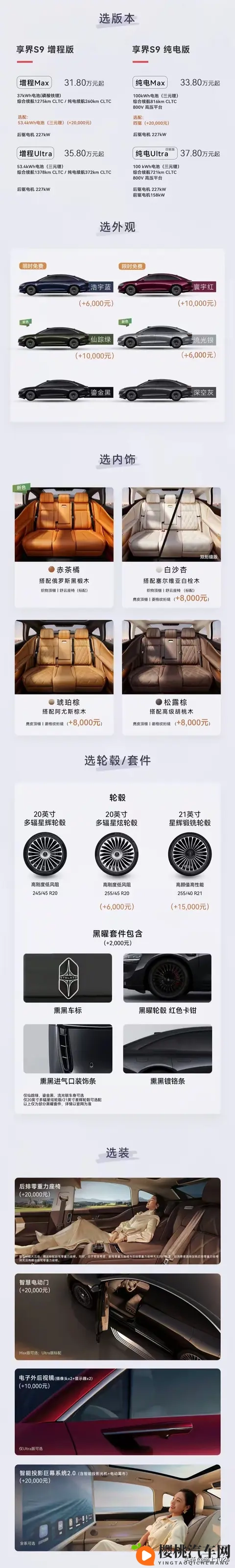 鸿蒙智行享界S9选配:限时免费颜色,后排零重力座椅+4激光雷达-3