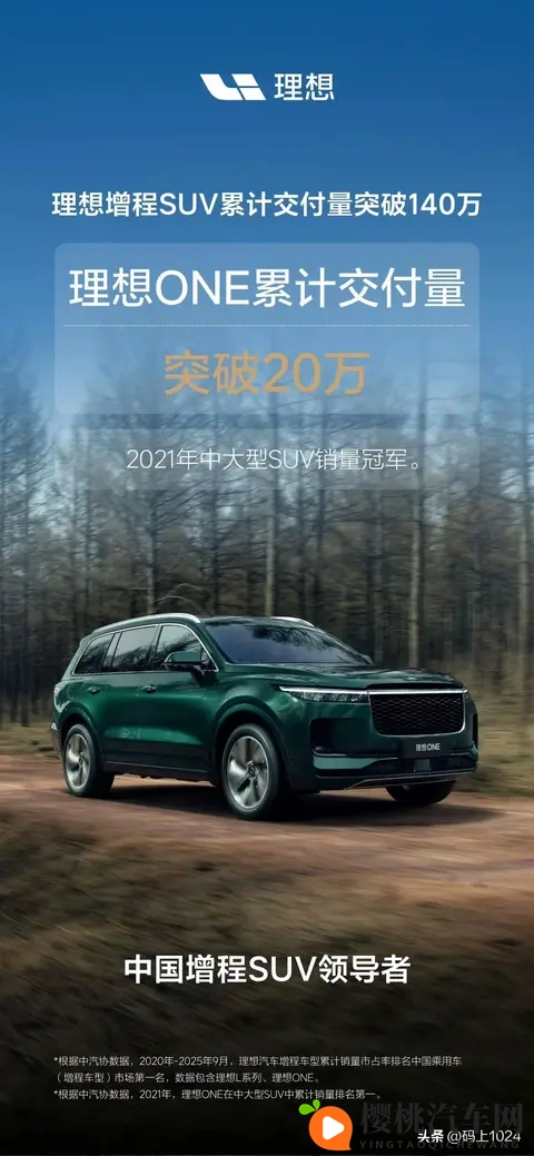 理想汽车增程SUV累计交付量正式突破140万辆，L6_L9谁更抢手？-1