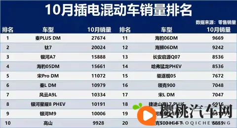 分化加剧！10月插混销量榜：双强垄断格局固化 细分赛道突围成关键-3