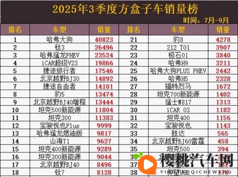 2025年Q3方盒子车销量出炉:谁在逆袭?谁已掉队?-1