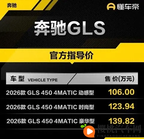 2026款奔驰GLS上市!106万起增配不涨价,奔驰能给你的不仅是面子-2