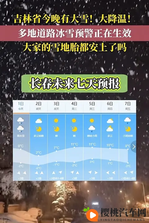 吉林今晚大雪+大降温!雪地胎没装的抓紧了!-2