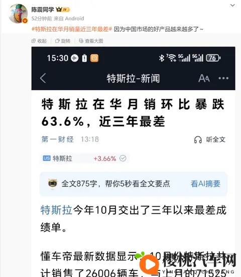 特斯拉10月大跌?主要这几个原因,陈震发言:中国市场好产品太多-3
