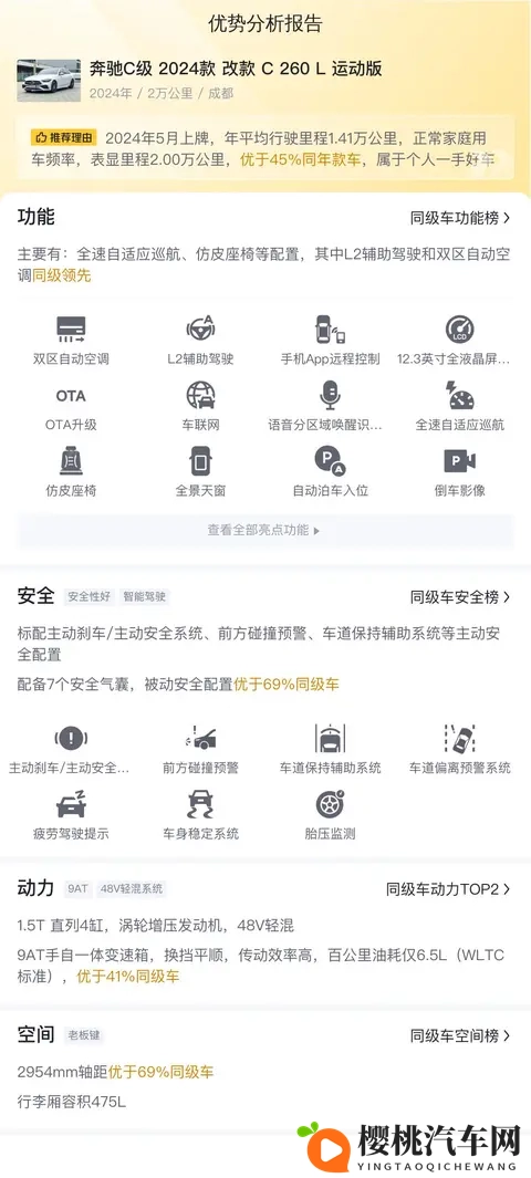 一手准新奔驰C级，24款C260L运动版，2万公里23万多拿下？-3