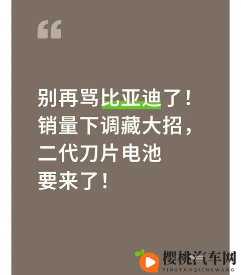别再骂比亚迪了!销量下调藏大招,二代刀片电池要来了!-1