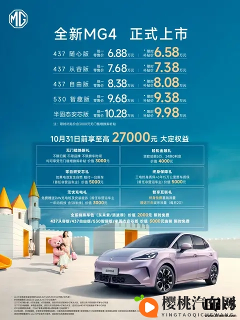 上汽名爵全新 MG4 推出购置税跨年补贴方案-1