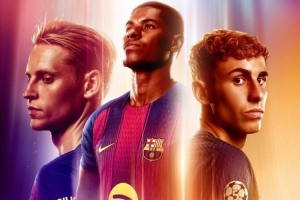 巴萨发布对阵法兰克福海报：拉什福德、德容、费尔明出镜